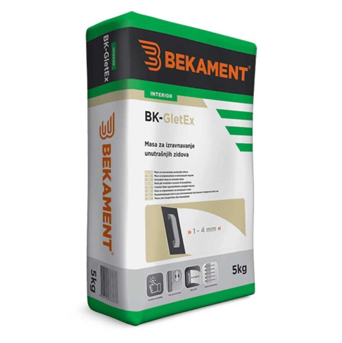 BEKAMENT Masa za izravnavanje unutrašnjih zidova 5 kg BK-GletEx BEKAMENT Masa za izravnavanje unutrašnjih zidova 5 kg BK-GletEx