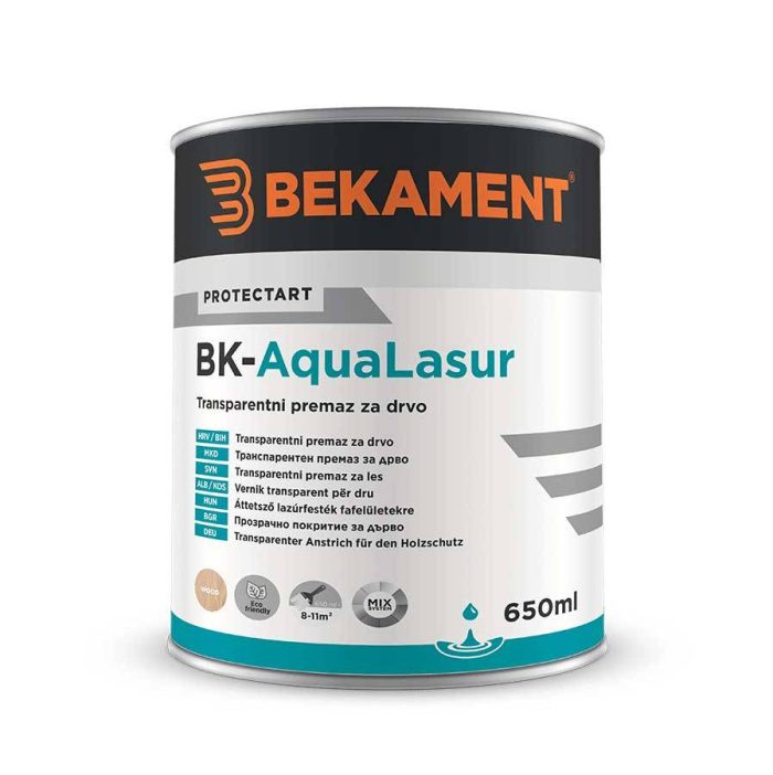BEKAMENT Transparentni premaz za drvo 650 ml BK-AQUA LASUR BEKAMENT Transparentni premaz za drvo 650 ml BK-AQUA LASUR