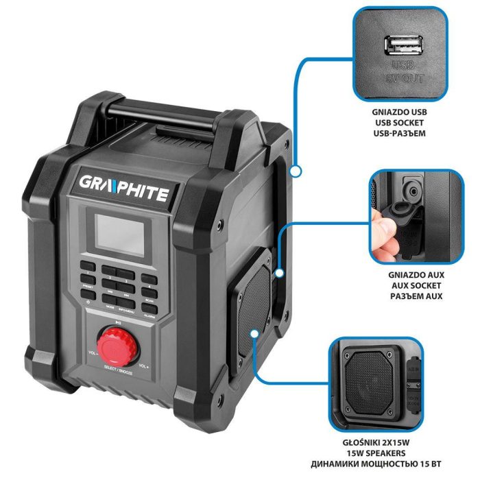 Bluetooth-gradevinski-radio-GRAPHITE-Energy-58GE128-3 Bluetooth građevinski radio GRAPHITE Energy+ 58GE128 - Slika 4