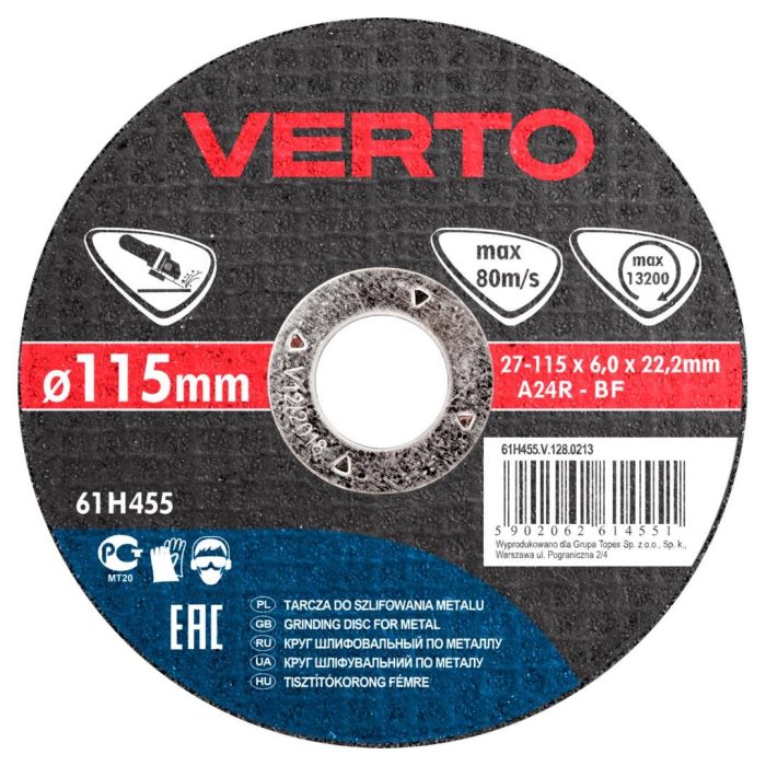 Brusna ploča za metal 115 mm VERTO 61H455 Brusna ploča za metal 115 mm VERTO 61H455