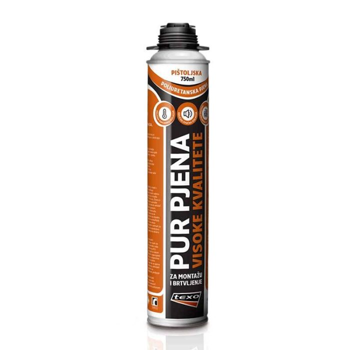 Poliuretanska pjena obična-pištoljska 750 ml TEXO Poliuretanska pjena obična-pištoljska 750 ml TEXO