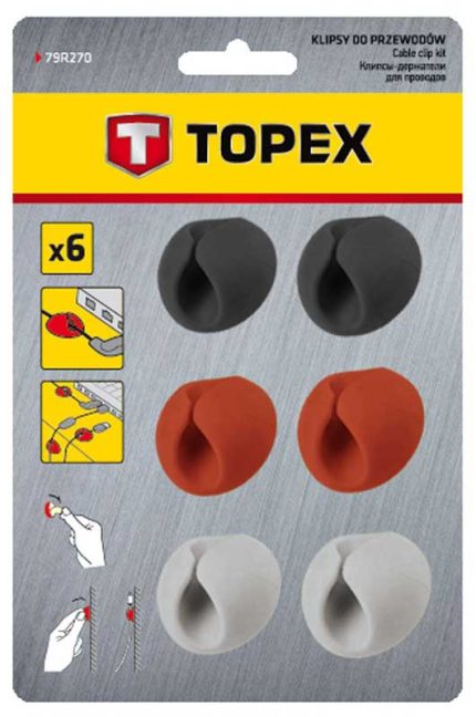 Samoljepljivi držači za kabele 6 kom TOPEX 79R270