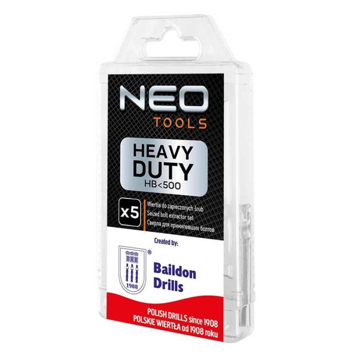 Set borera za zaglavljene vijke 5 kom NEO 08-950 Set borera za zaglavljene vijke 5 kom NEO 08-950