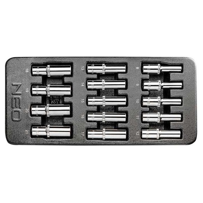 Set dugih nasadnih ključeva 1/2" 8-21 mm 14 kom NEO 84-243 Set dugih nasadnih ključeva 1/2" 8-21 mm 14 kom NEO 84-243