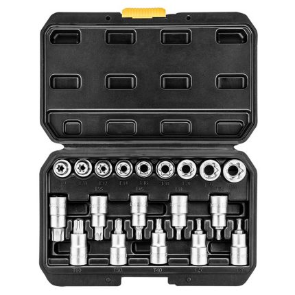 Set nasadnih E i torx ključeva 1/2" 19 kom Topex 39D379