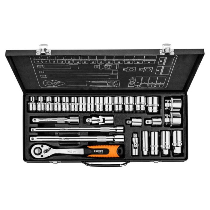 Set nasadnih ključeva 1/2" 3/8" 28 kom NEO 08-677 Set nasadnih ključeva 1/2" 3/8" 28 kom NEO 08-677