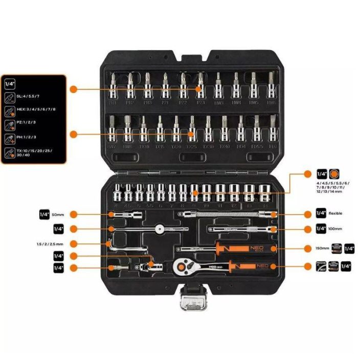 Set-nasadnih-kljuceva-s-racnom-14-46-kom-NEO-10-004-1 Set nasadnih ključeva s račnom 1/4" 46 kom NEO 10-004 - Slika 2