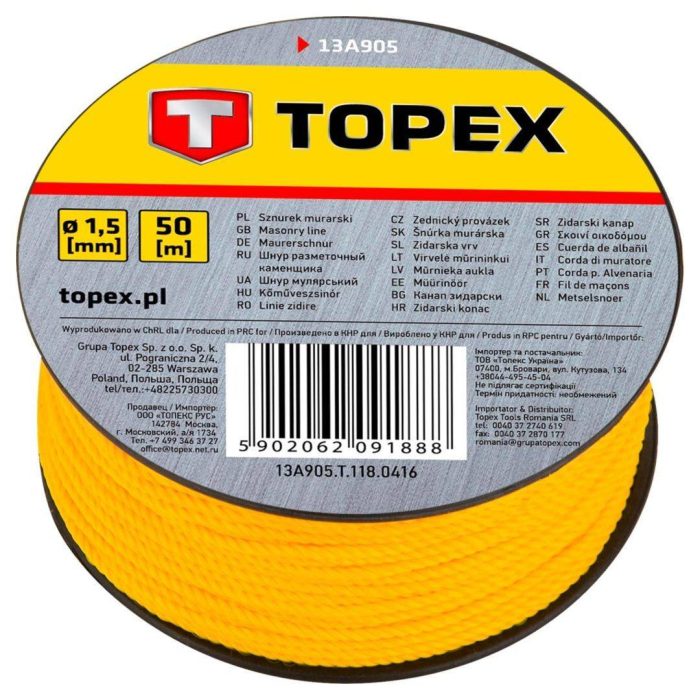 Zidarski konac 50/100 m TOPEX 13A905/13A910 Zidarski konac 50/100 m TOPEX 13A905/13A910