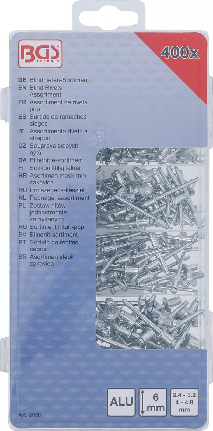 Asortiman maskirnih zakovica | aluminij | 2,4 - 4,8 mm | 400-dijelni - Slika 3