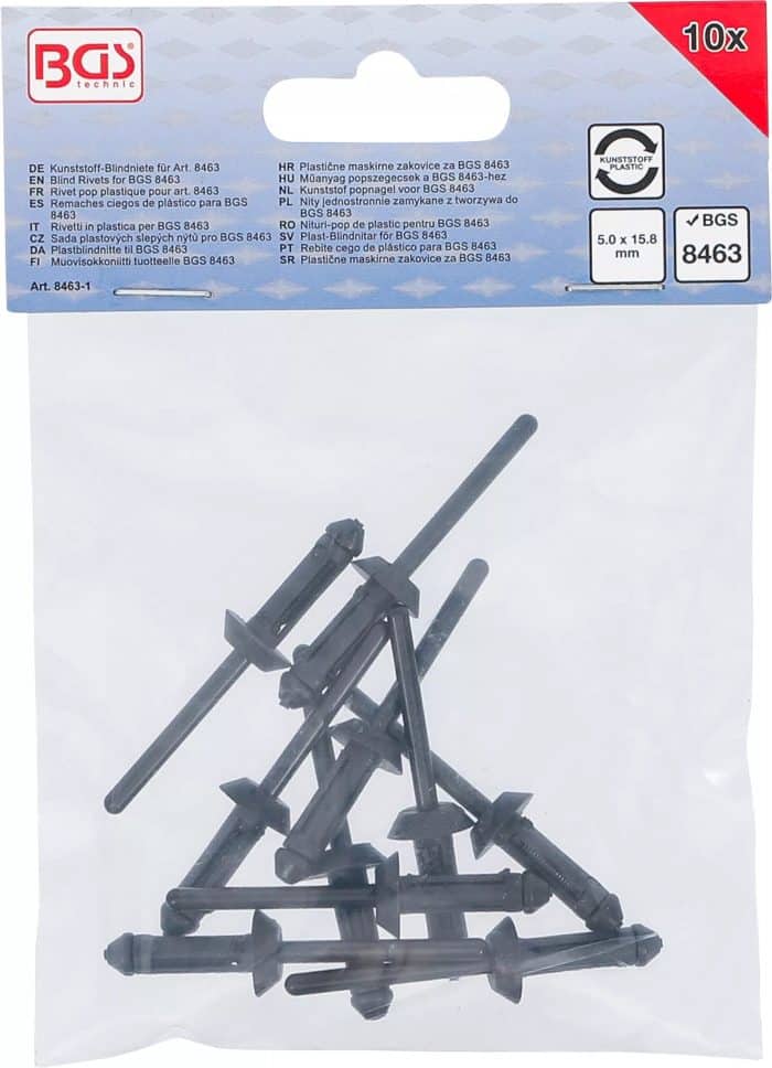Plastične maskirne zakovice za BGS 8463 | 5,0 x 15,8 mm | 10-dijelni set - Slika 4