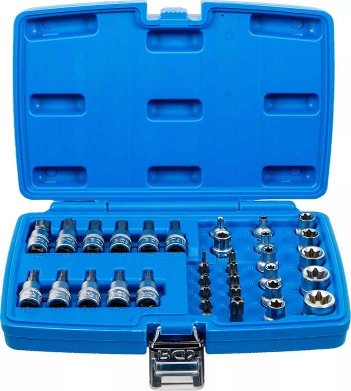 Set bitova i utičnih ključeva | 10 mm (3/8") | T-profil (za Torx) | 34-dijelni Set bitova i utičnih ključeva | 10 mm (3/8") | T-profil (za Torx) | 34-dijelni