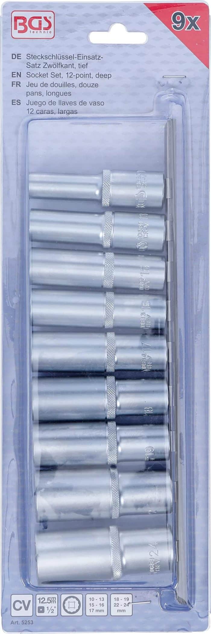 Set dvanaesterokutnih umetaka za utični ključ, duboki | 12,5 mm (1/2") | 10 - 24 mm | 9-dijelni - Slika 4