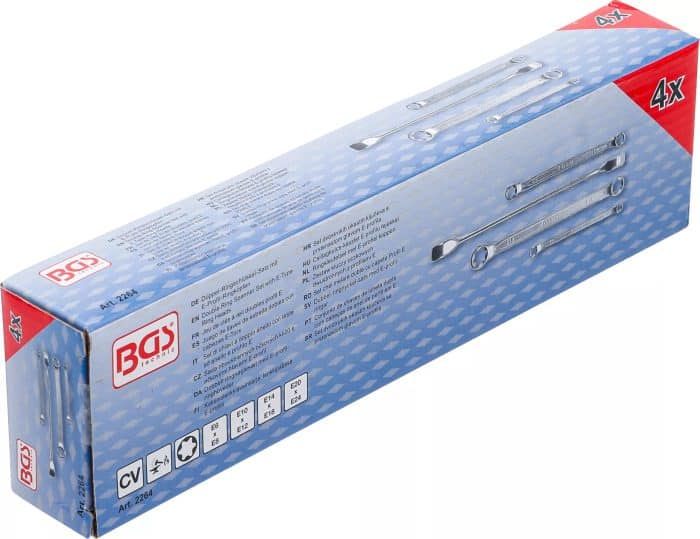 Set dvostrukih okastih ključeva s prstenastom glavom E-profila | E6 x E8 - E20 x E24 | 4-dijelni - Slika 6