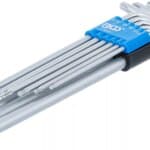 Set kutnih steznih ključeva | ekstra dugi | T-profil (za Torx) s kuglastom glavom T10 - T50 | 9-dijelni