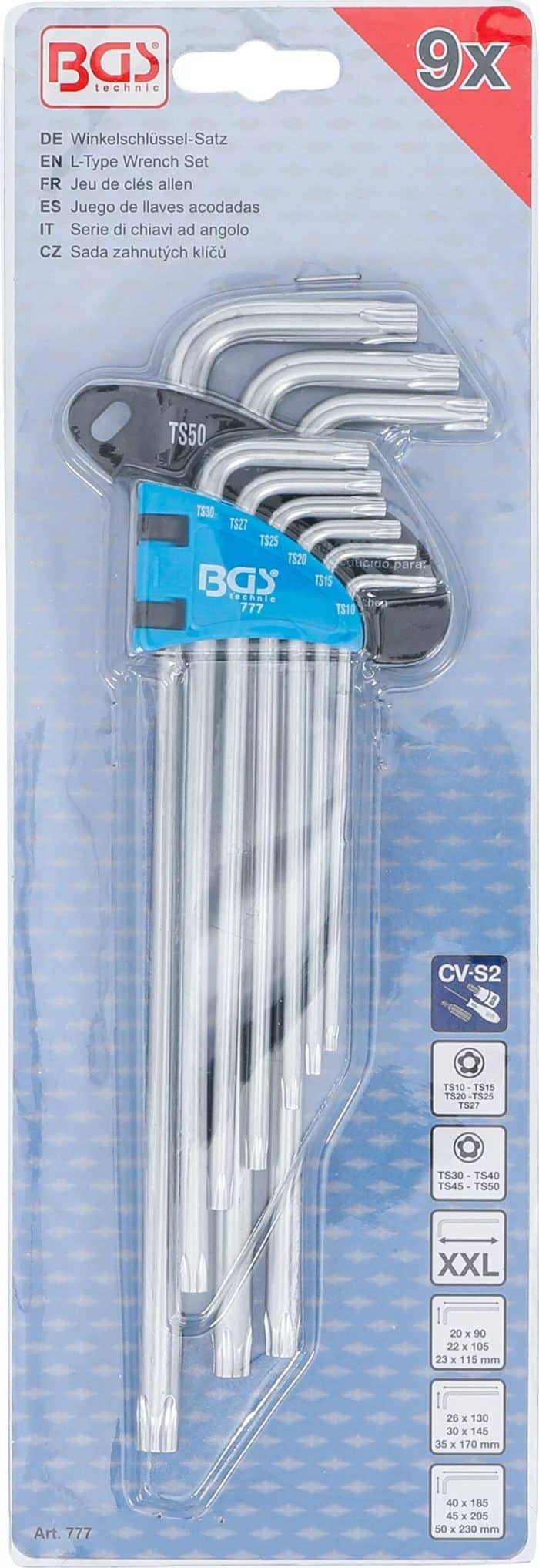 Set kutnih steznih ključeva | ekstra dugi | TS-profil (za Torx Plus) TS10 - TS50 | 9-dijelni - Slika 4