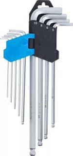 Set kutnih steznih ključeva | ekstra dugi | unutarnji šesterokut / unutarnji šesterokut s kuglastom glavom 1,5 - 10 mm | 9-dijelni - Slika 3