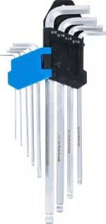 Set kutnih steznih ključeva | inčni | unutarnji šesterokut / unutarnji šesterokut s kuglastom glavom 1/16 - 3/8" | 9-dijelni - Slika 3