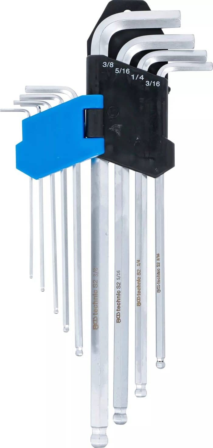 Set kutnih steznih ključeva | inčni | unutarnji šesterokut / unutarnji šesterokut s kuglastom glavom 1/16 - 3/8" | 9-dijelni - Slika 3