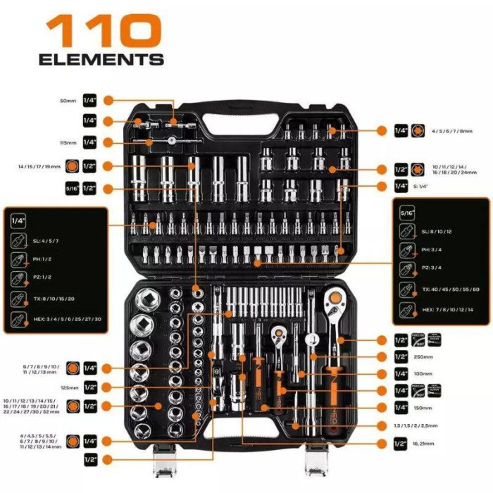 Set-nasadnih-kljuceva-s-racnom-12-i-14-110-kom-NEO-10-066-1 Set nasadnih ključeva s račnom 1/2" i 1/4" 110 kom NEO 10-066 - Slika 2