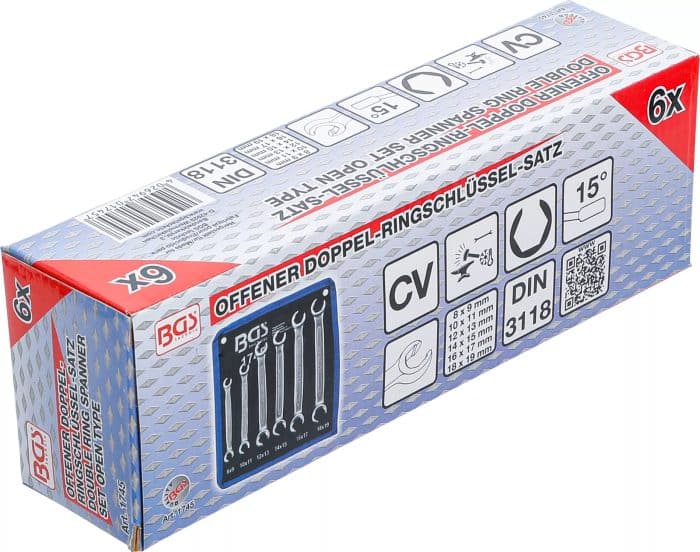 Set otvorenih dvostrukih okastih ključeva | 8 x 9 - 18 x 19 mm | 6-dijelni - Slika 6