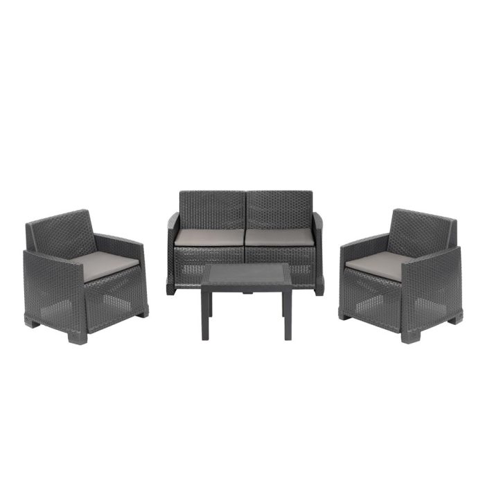 8009271037144-1 PROGARDEN set ISEO rattan antracit sa jastucima - Slika 1