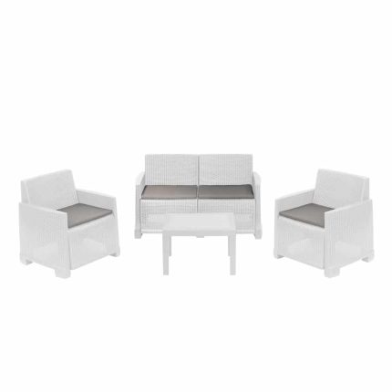 PROGARDEN set ISEO rattan sa jastucima bijeli