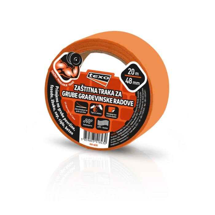 260-4820 TEXO Zaštitna traka za grube građevinske radove 48 mm x 20 m - Slika 1