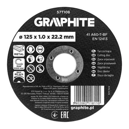 GRAPHITE Rezna ploča za metal 125 x 1,0 x 22,2 mm, A60-T-BF 57T108
