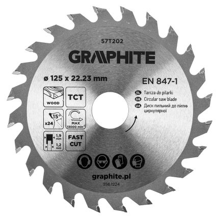 GRAPHITE Rezna ploča 125 x 22,23 mm 57T202-57T20