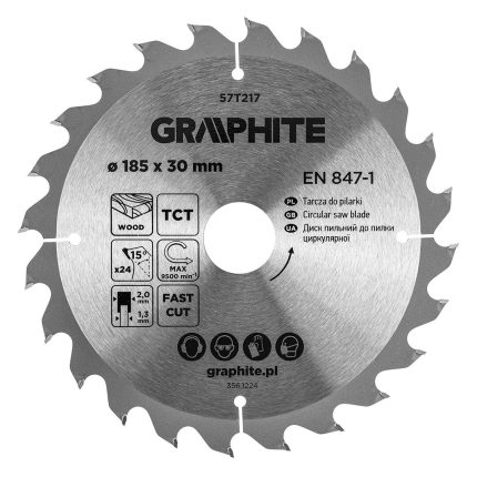 GRAPHITE Rezna ploča za drvo 185 x 30 mm 57T217-57T221