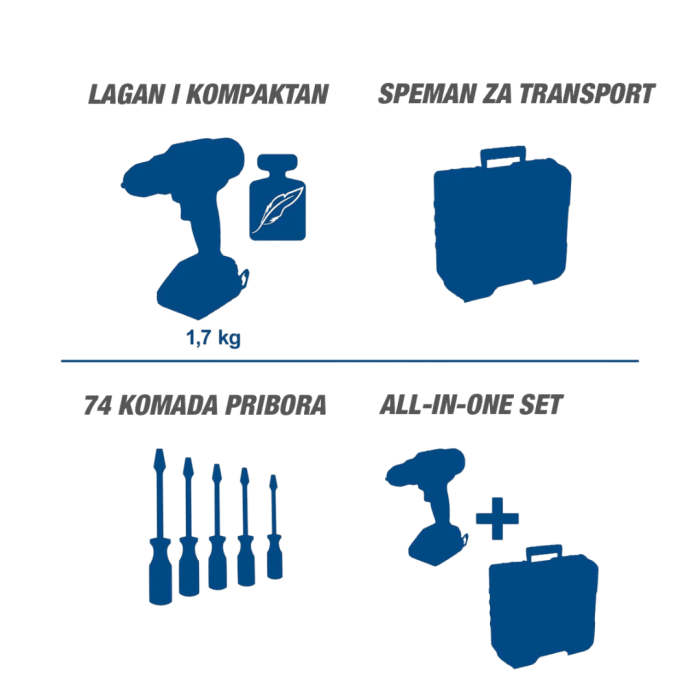 Scheppach aku bušilica odvijač sa 74 komada pribora IXES C-DTB74/1-X – Kit - Slika 8