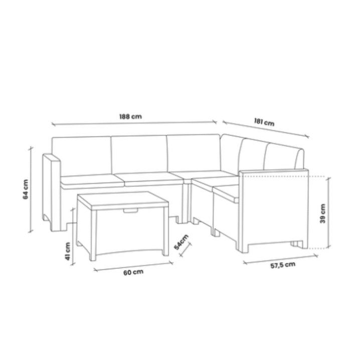 Vrtni set COLORADO CORNER-grafit sivi - Slika 3