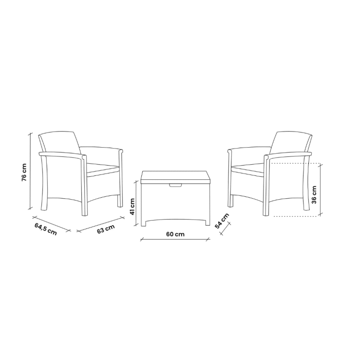 Vrtni set od ratana Venezia Terrace bijeli - Slika 2