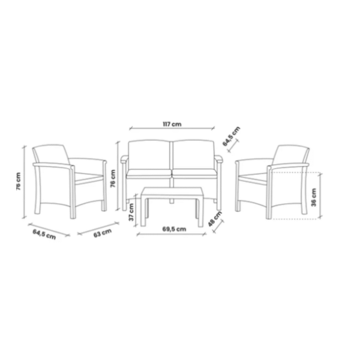 Vrtni set RIALTO 2 grafit siva - Slika 3