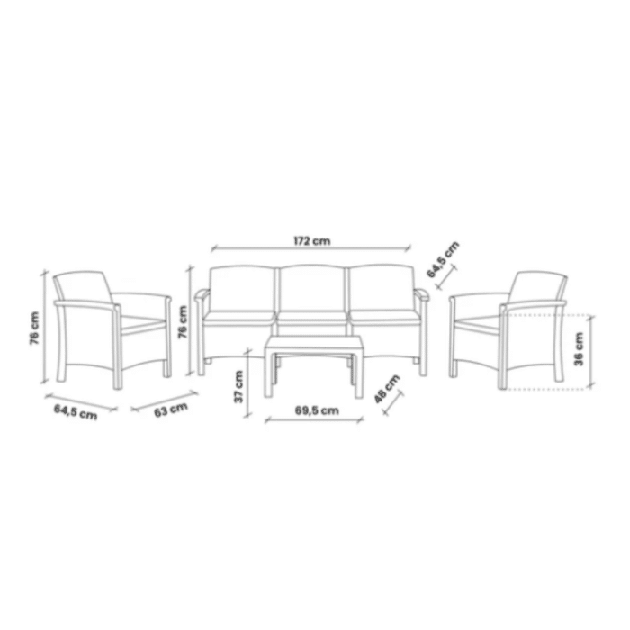 Vrtni set RIALTO 3 grafit siva - Slika 3