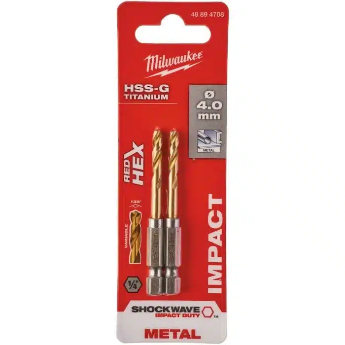 BORER RED HEX HSS-TIN 4.0 mm 2 KOM MILWAUKEE 48894708 - Slika 2