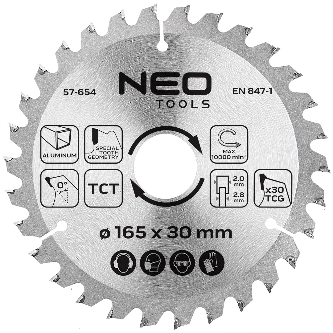 57-654__BNE_TGL_U90 NEO TOOLS rezna ploča za aluminij 165mm 30 zubi (57-654) - Slika 1