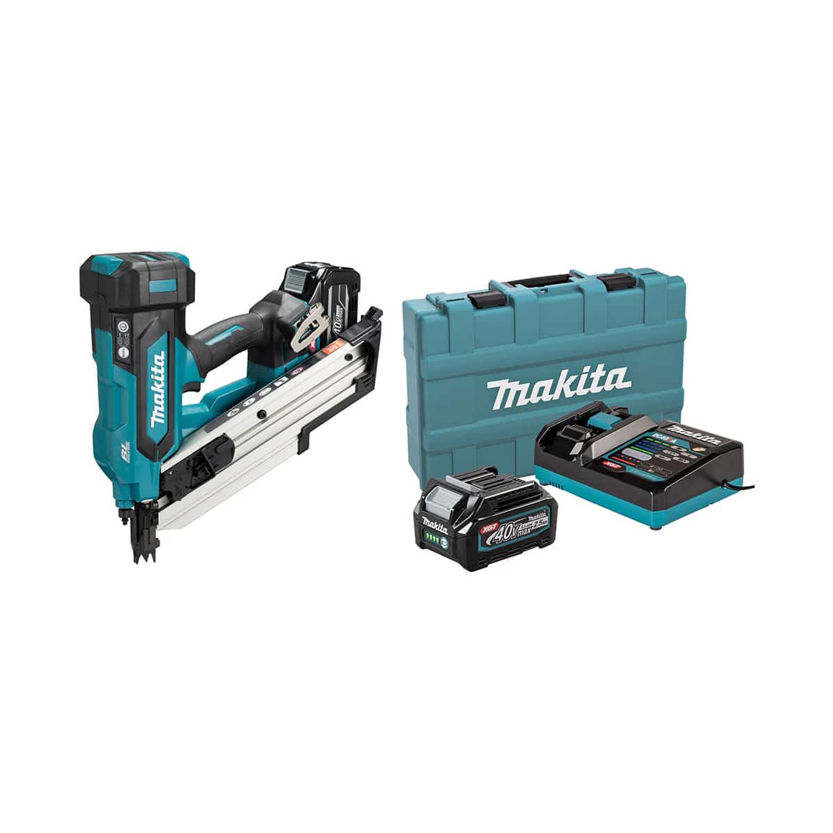 image-451 (1) Makita BN001GD201 40V 50-90mm bežični pištolj za čavle s 2 baterije od 2,5 Ah i punjačem u kutiji - Slika 1
