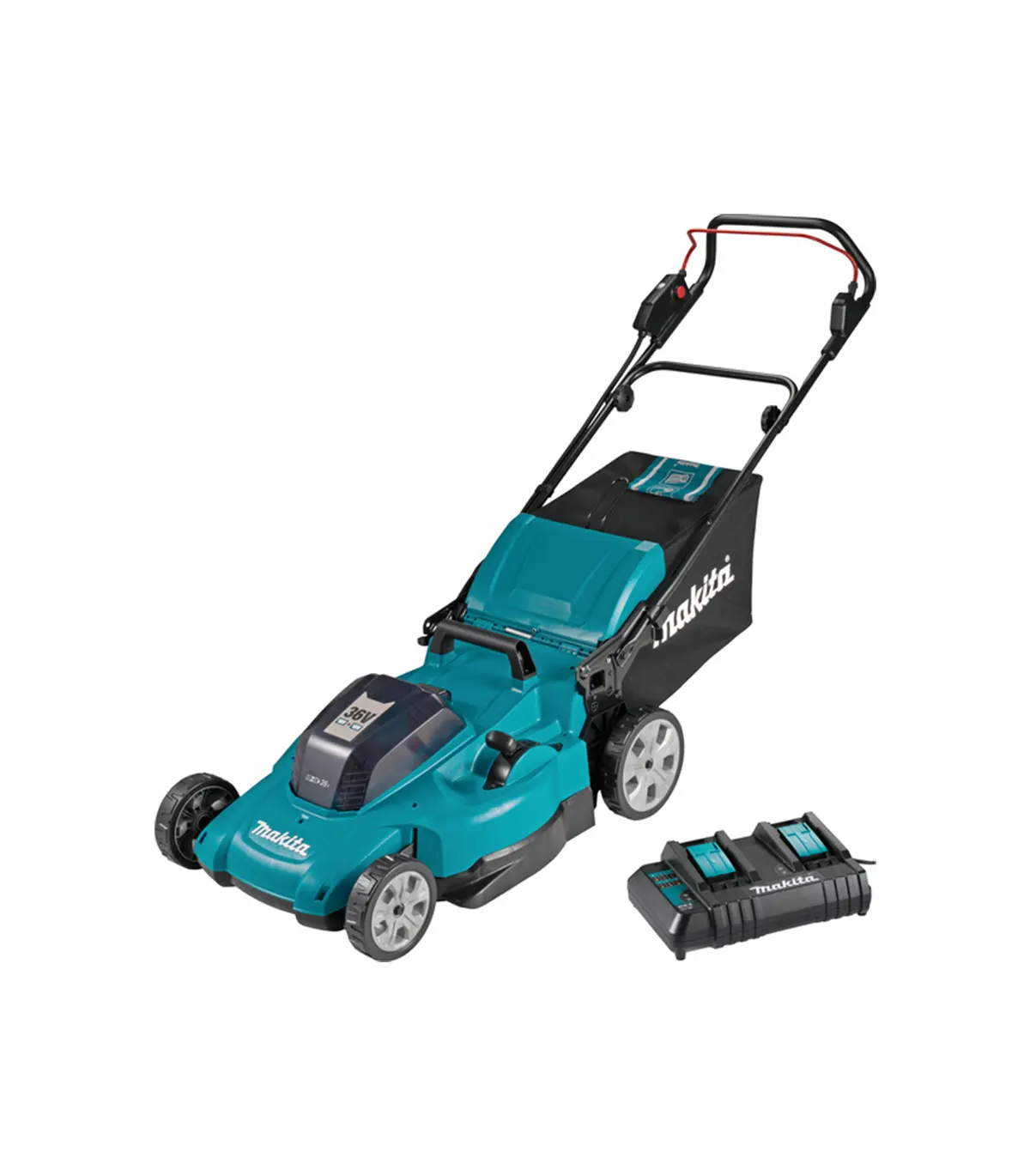 makita-dlm538ct2- Makita – Akumulatorska kosilica DLM538CT2 18 + 18 V LXT SET 2x baterija 18 V 5.0 Ah i dupli punjač - Slika 1